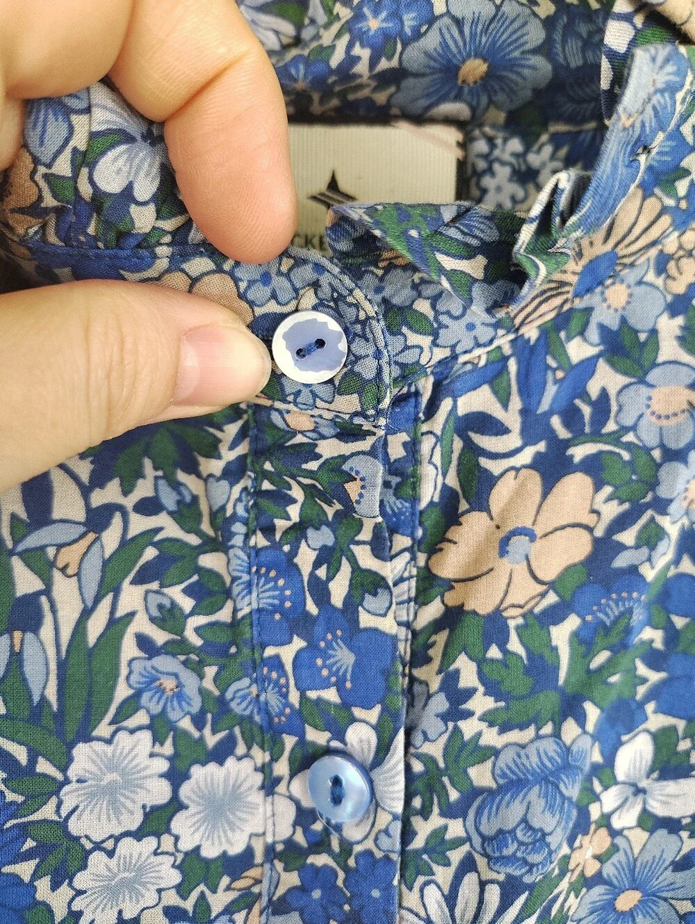 Tuckernuck Ditsy Floral Long Sleeve Smocked Cuff Popover Shirt Sz XXL